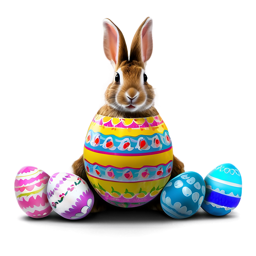 Rabbit With Easter Eggs Png Qlm14 PNG Image