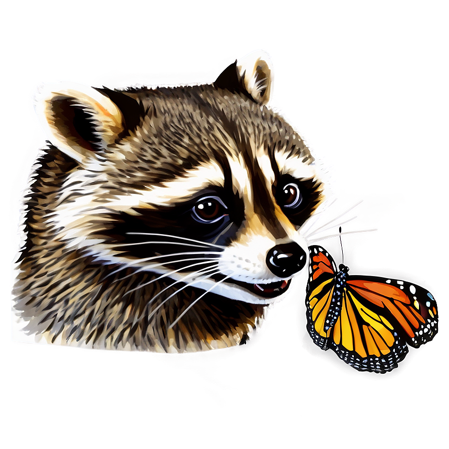 Raccoon And Butterfly Png Kua41 PNG Image