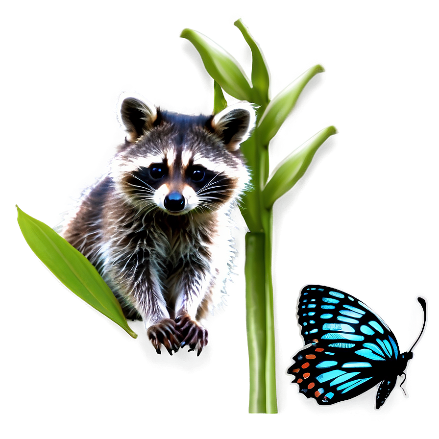 Raccoon And Butterfly Png Lrk PNG Image