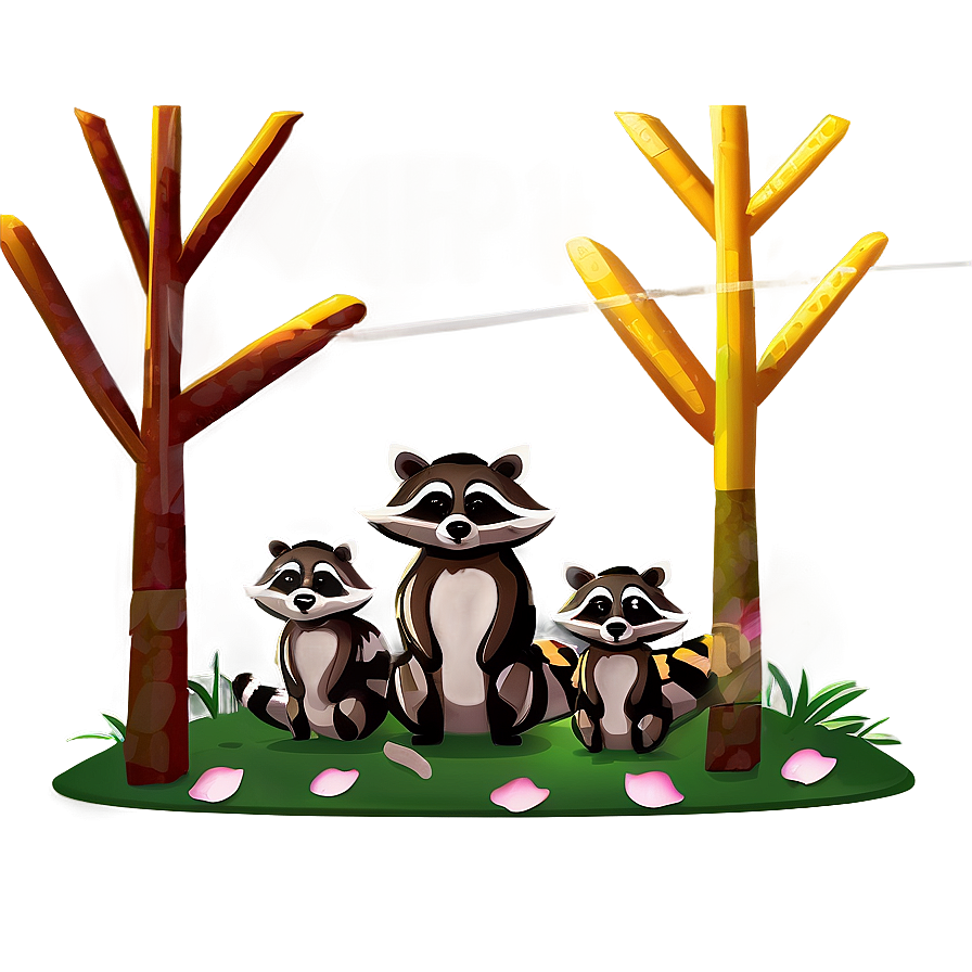 Raccoon Family Illustration Png Rec PNG Image