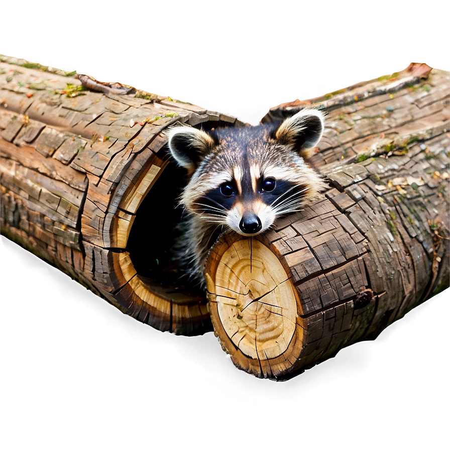 Raccoon In Hollow Log Png 05232024 PNG Image