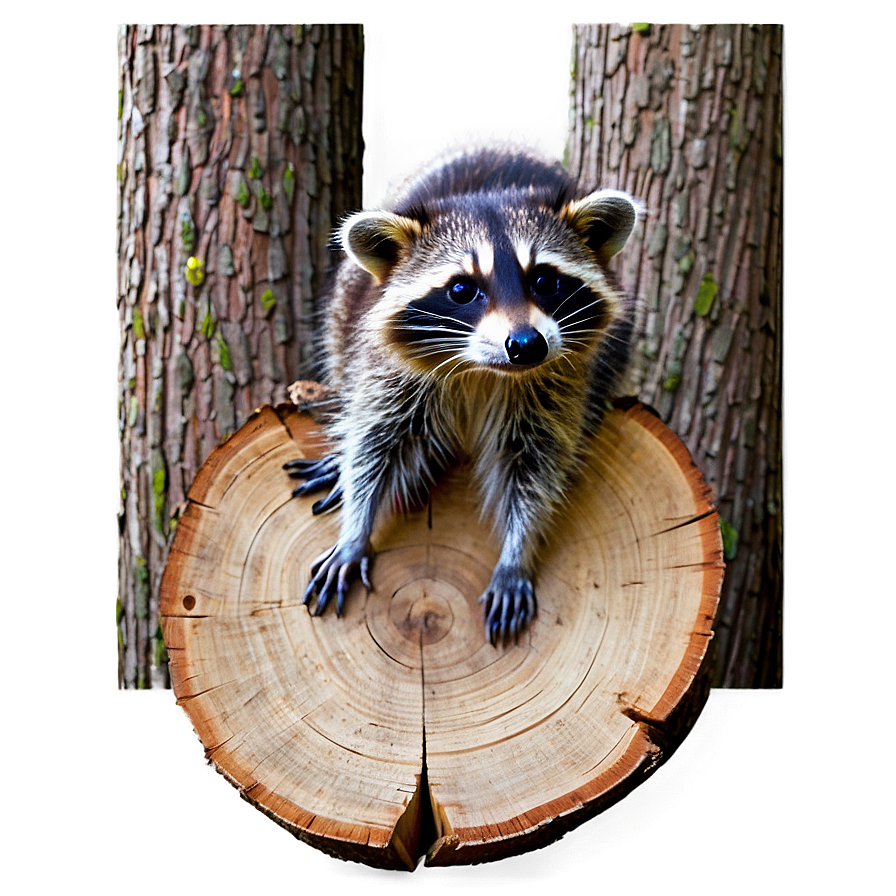 Raccoon In Hollow Log Png Xau52 PNG Image