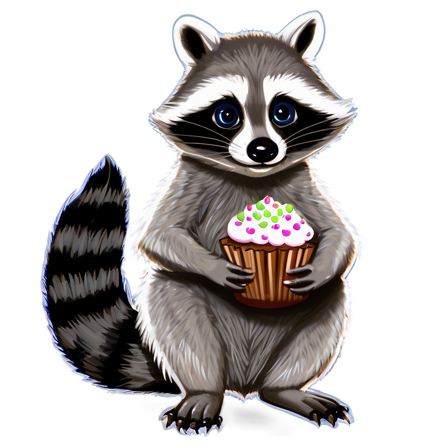 Raccoon With Cupcake Png 05232024 PNG Image