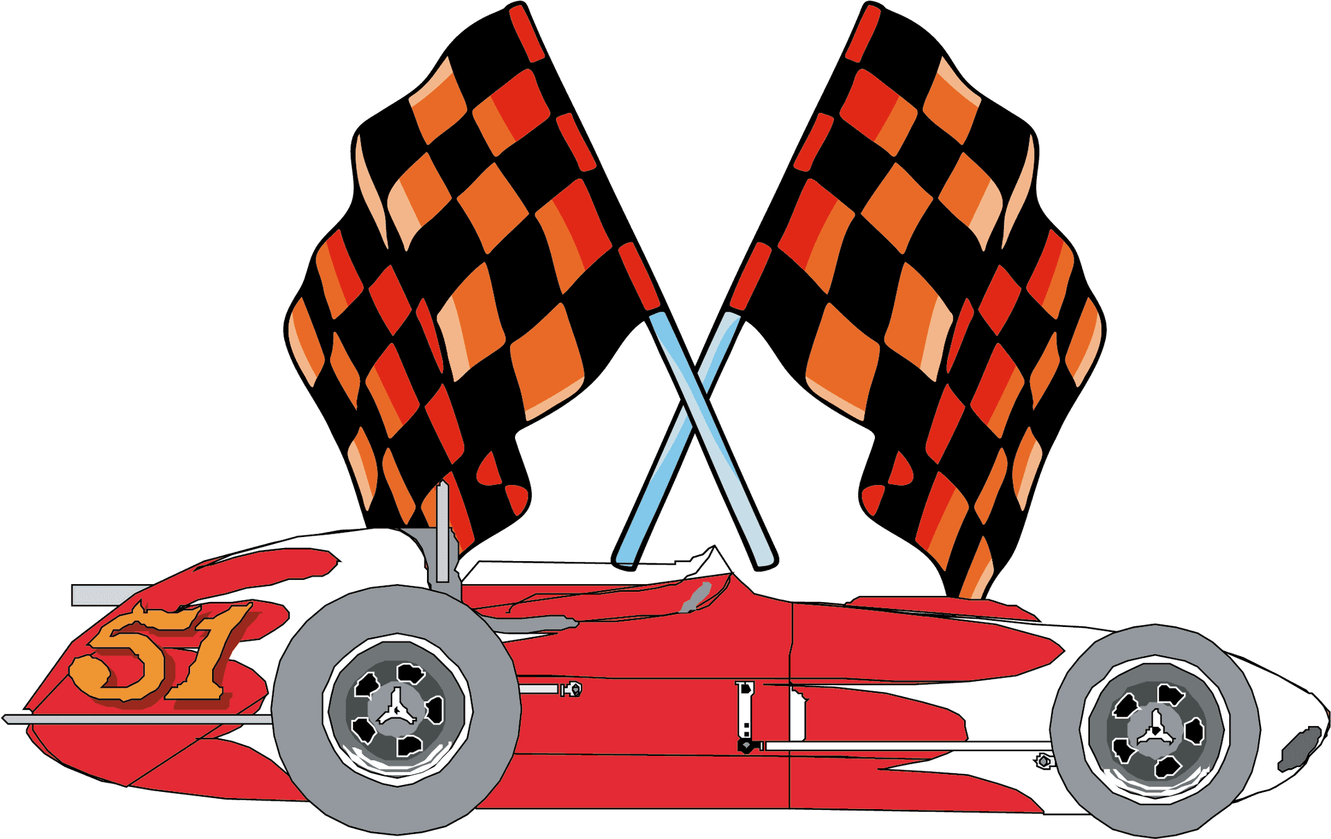 Race Car Number51 With Checkered Flags PNG Image