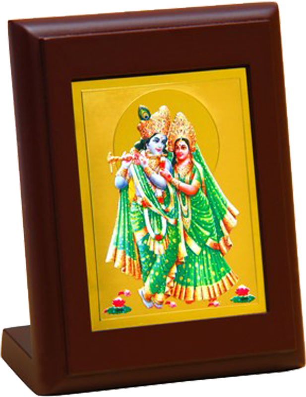 Radha Krishna Traditional Art Frame PNG Image