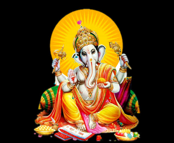 Radiant Lord Ganesha PNG Image