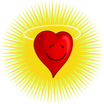 Radiant Smiling Heart Illustration PNG Image