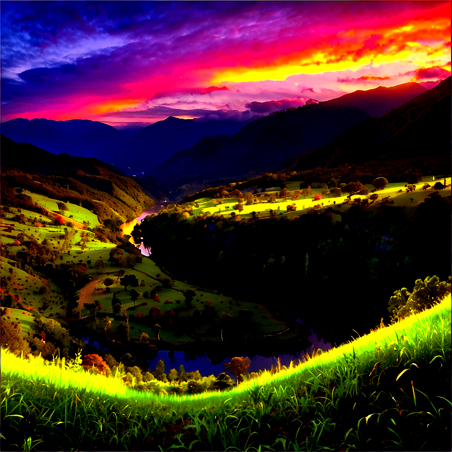 Radiant Sunrise Over Valley Png 15 PNG Image