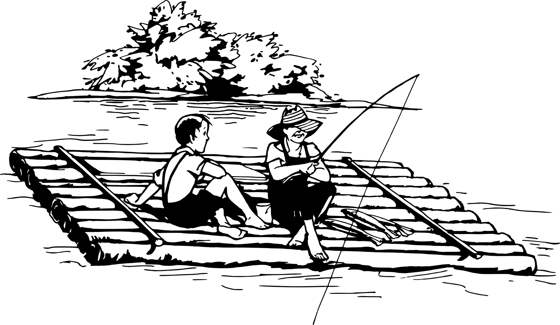 Raftingand Fishing Adventure PNG Image