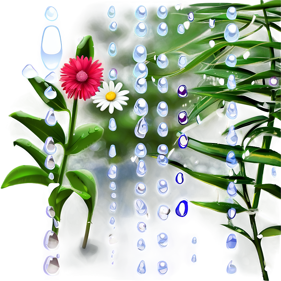 Rain On Flowers Png 7 PNG Image