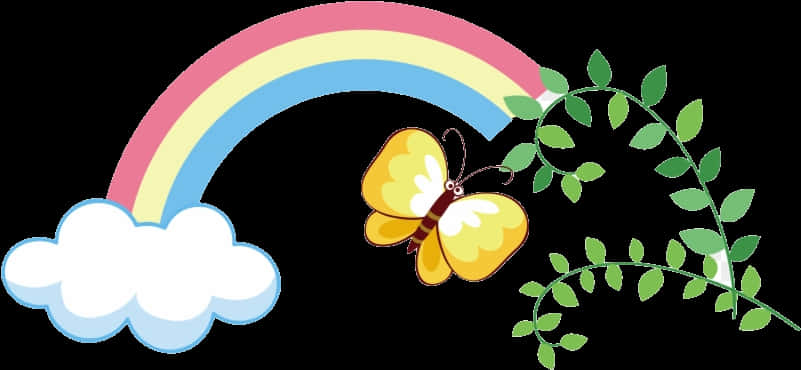 Rainbow Butterfly Cloud Graphic PNG Image