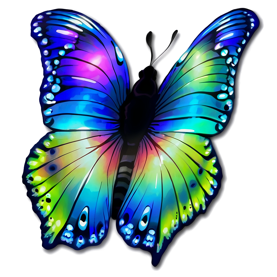 Rainbow Glow Butterfly Png 06272024 PNG Image