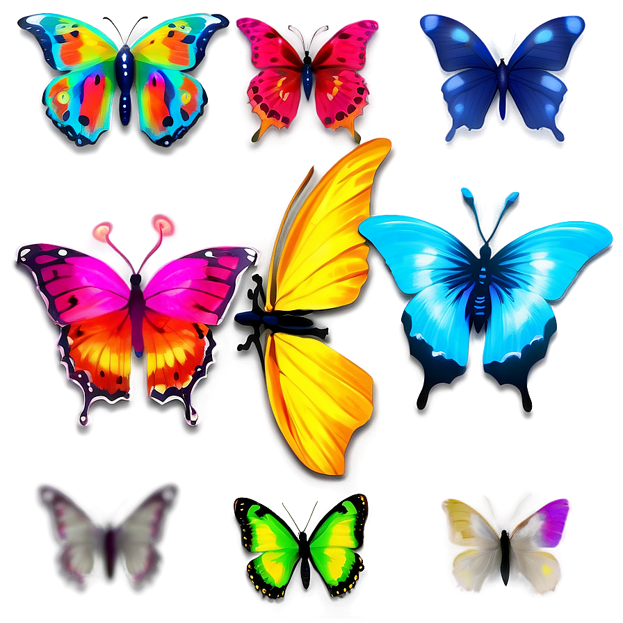 Rainbow Glow Butterfly Png Uam PNG Image