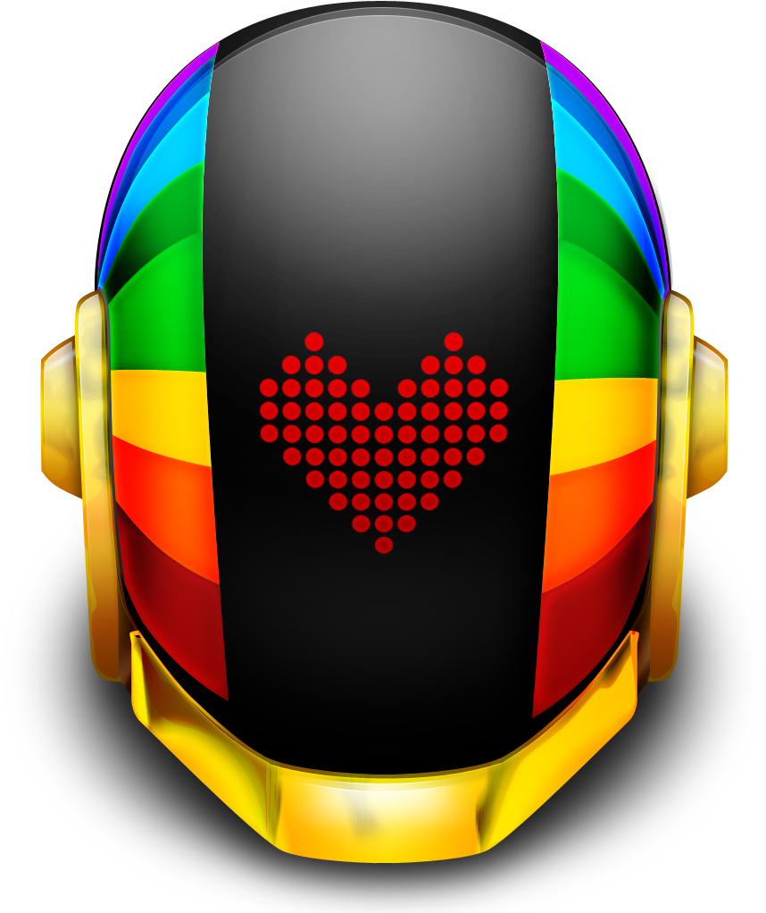 Rainbow Heart Daft Punk Helmet PNG Image