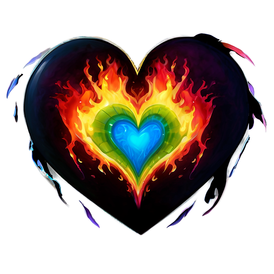 Rainbow Heart On Fire Png Cfh PNG Image