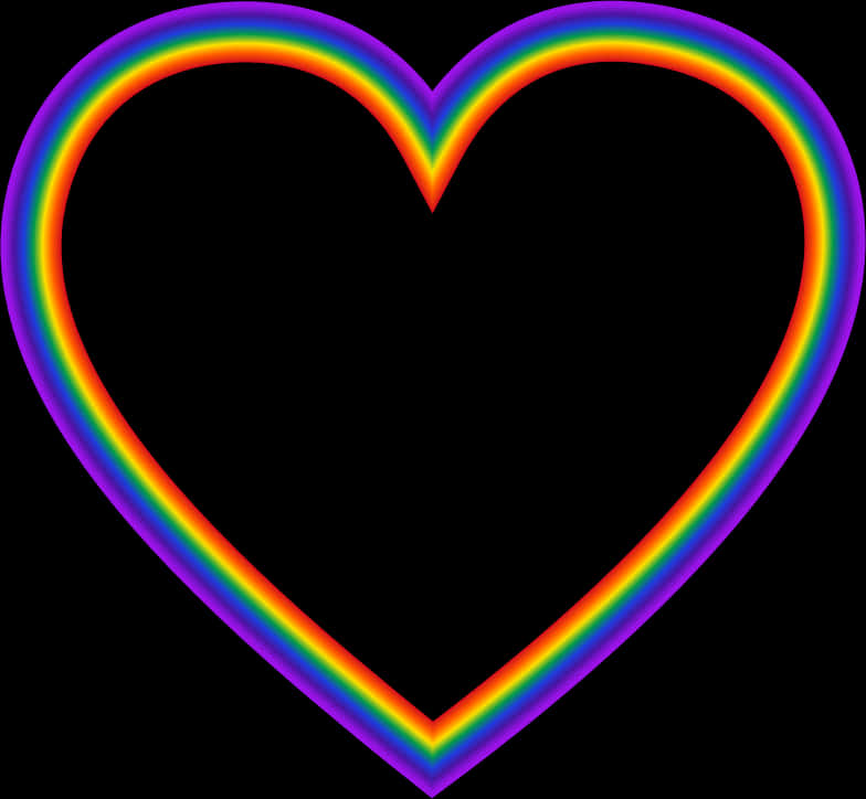 Rainbow Heart Outline Clipart PNG Image