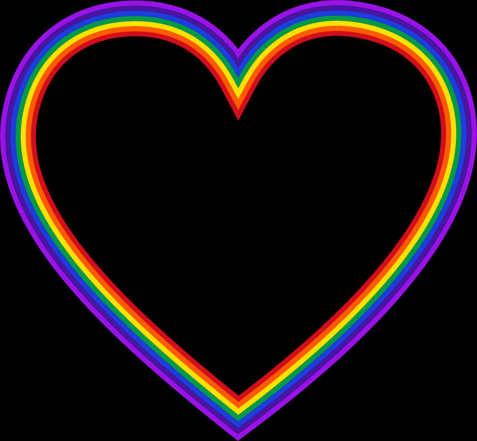 Rainbow Heart Outline Graphic PNG Image