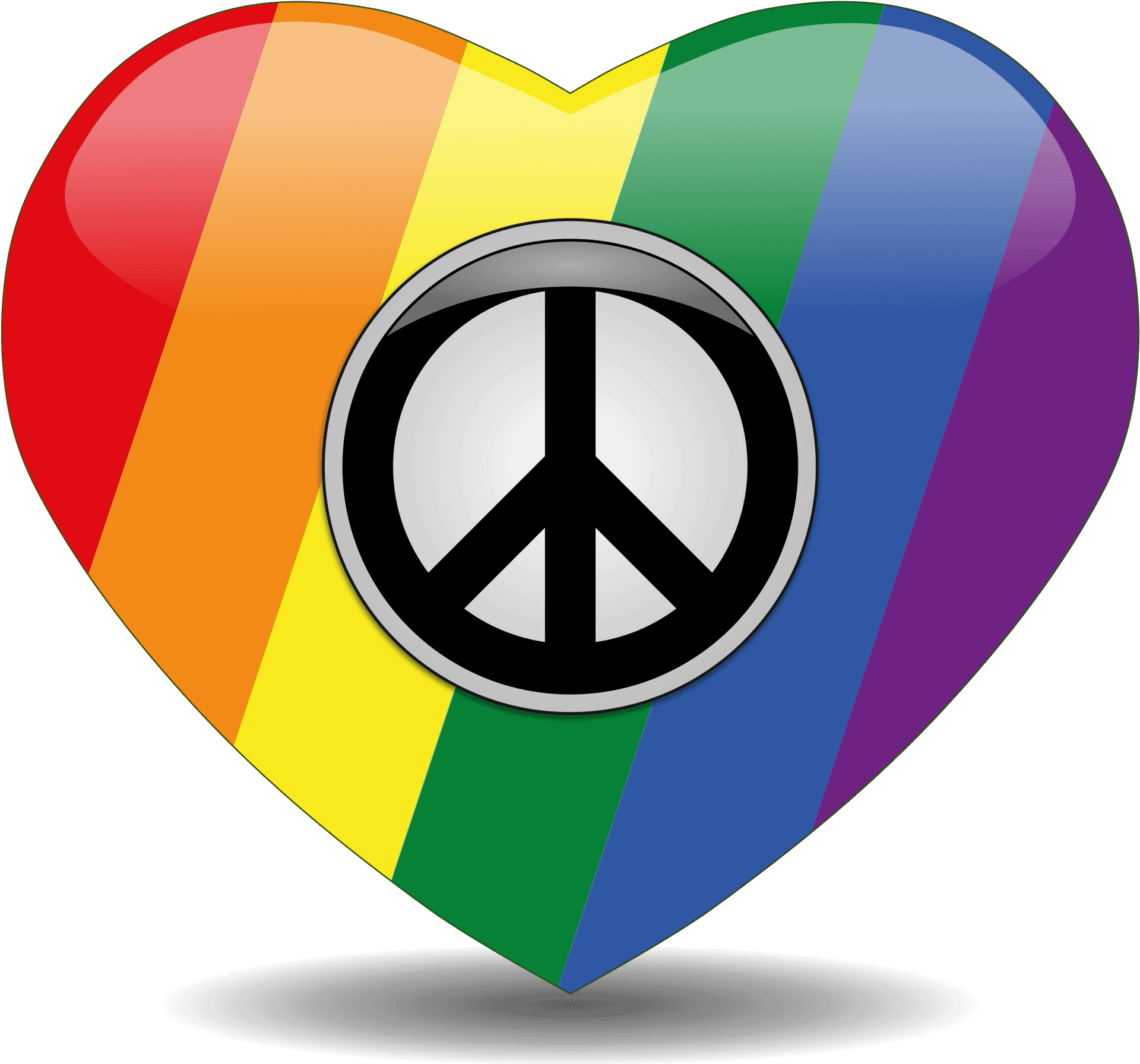 Rainbow Heart Peace Symbol PNG Image