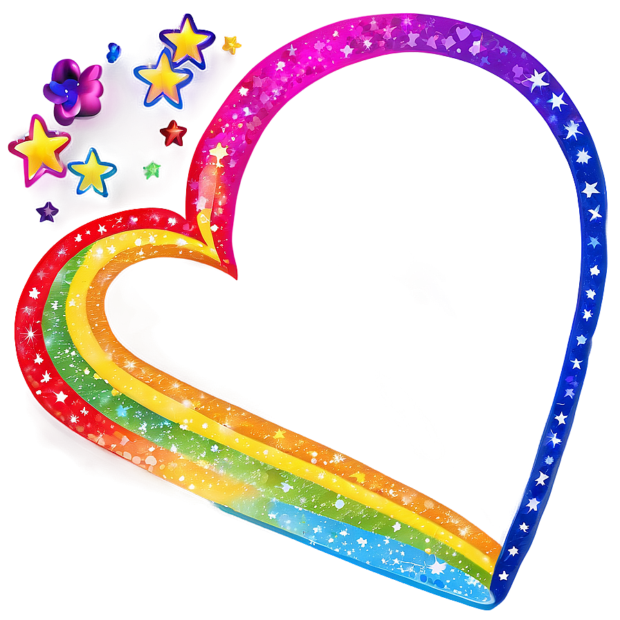 Rainbow Heart With Stars Png Yxf PNG Image