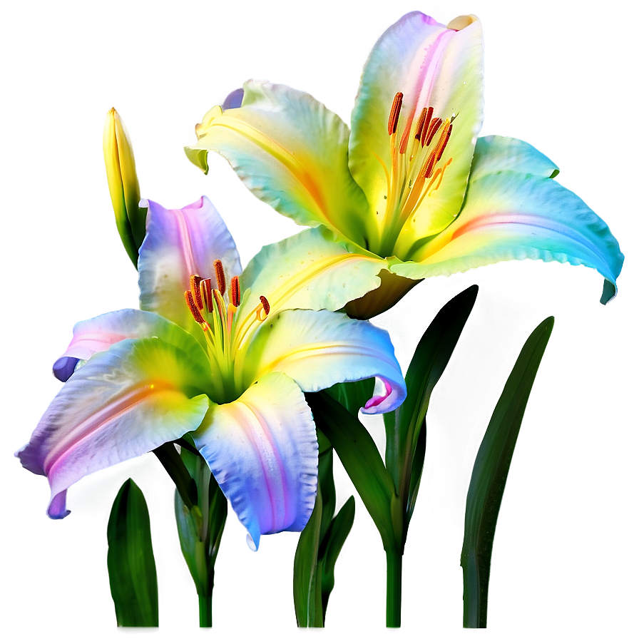 Rainbow Lilies Fantasy Png Kln26 PNG Image