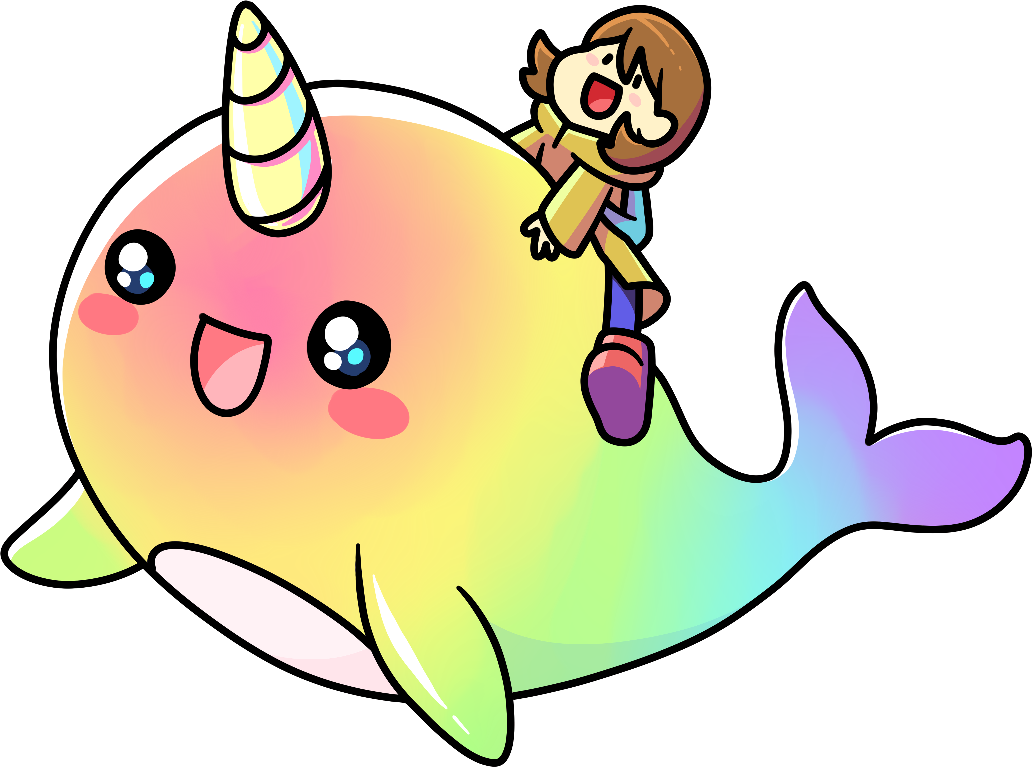 Rainbow_ Narwhal_ Adventure PNG Image