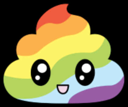 Rainbow Poop Emoji Cartoon PNG Image