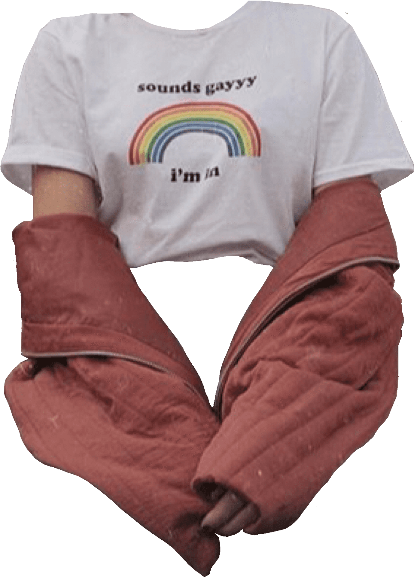 Rainbow Slogan Shirtand Red Gloves PNG Image