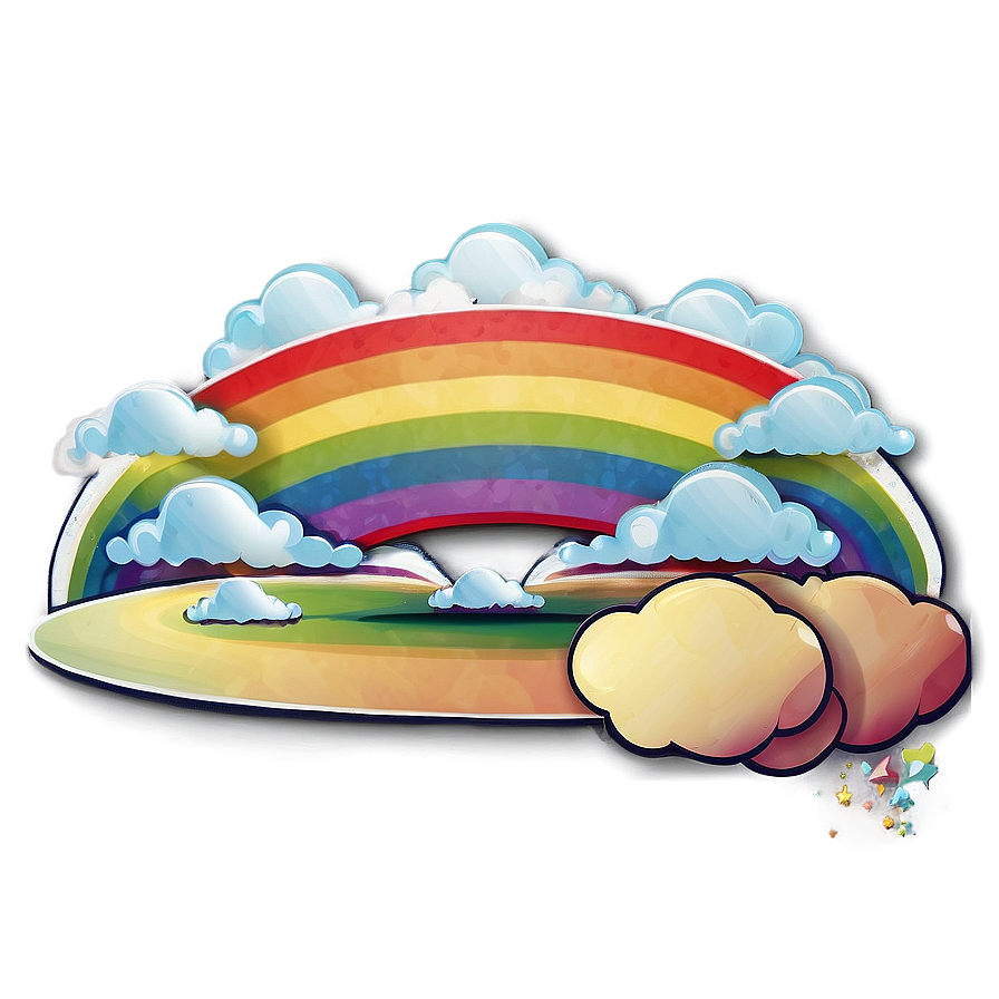 Rainbow With Clouds And Light Rays Png 72 PNG Image