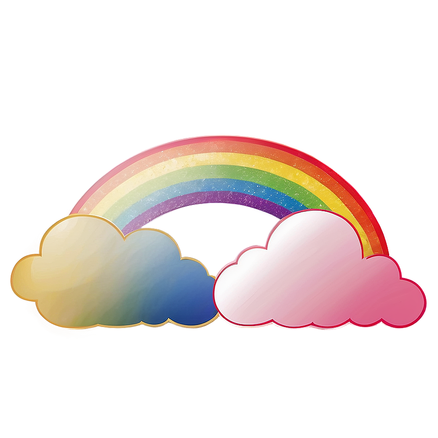 Rainbow With Clouds B PNG Image