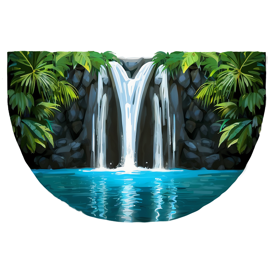 Rainforest Waterfall Pool Landscape Png 06232024 PNG Image