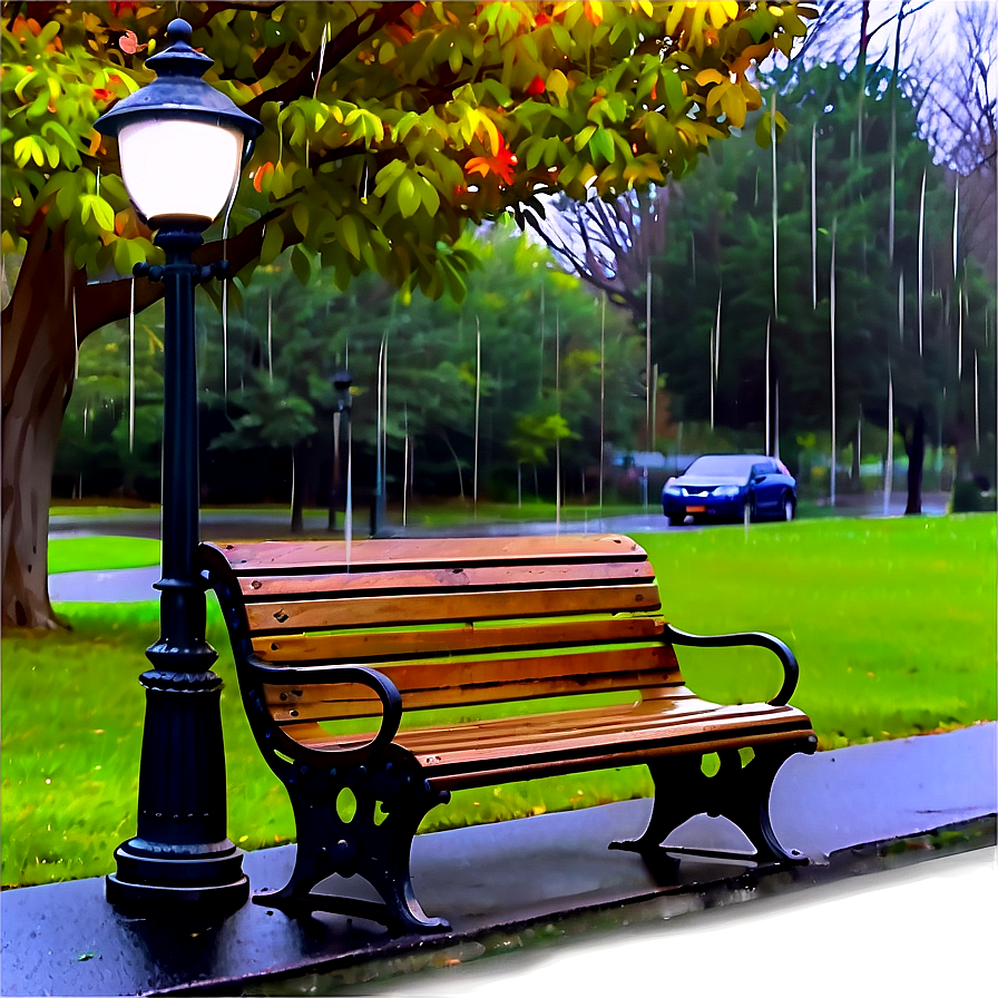 Rainy Park Bench Png Kkb PNG Image