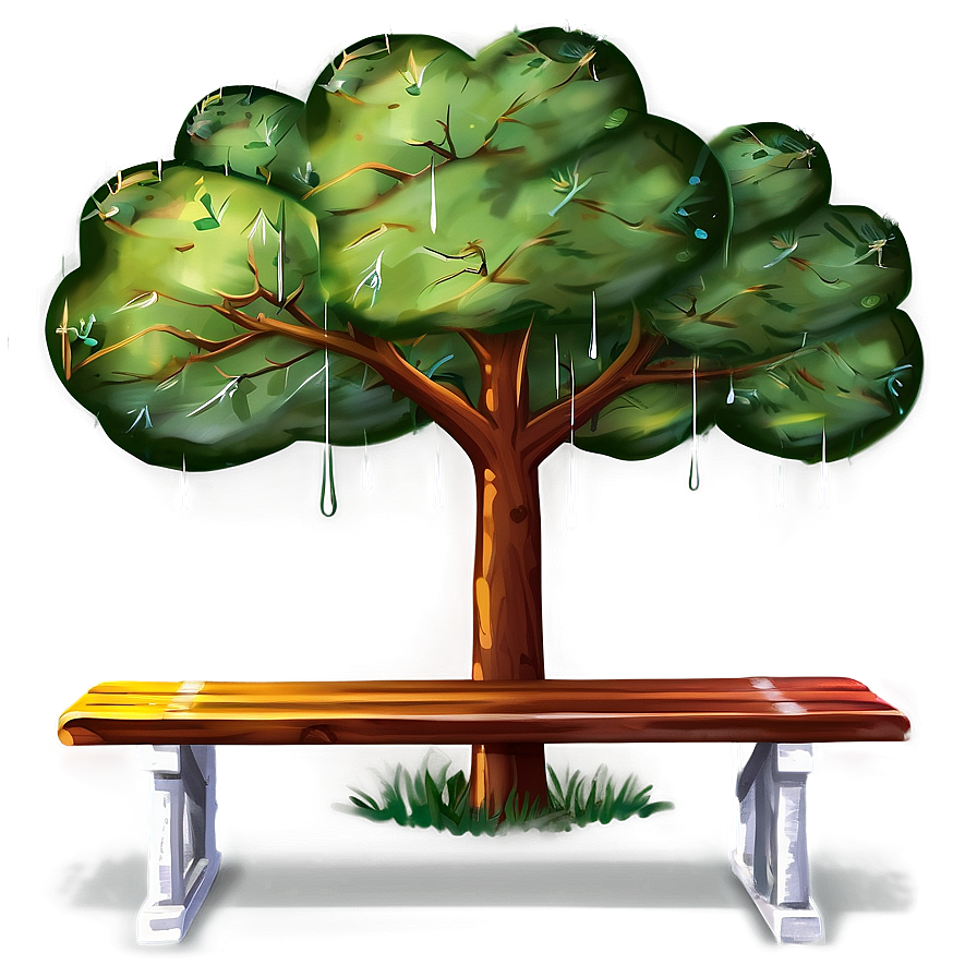 Rainy Park Bench Png Qha PNG Image