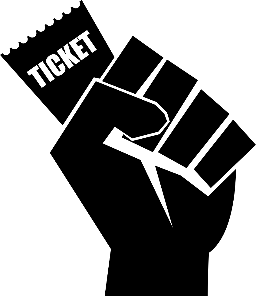 Raised Fist Holding Tickets Graphic PNG Image