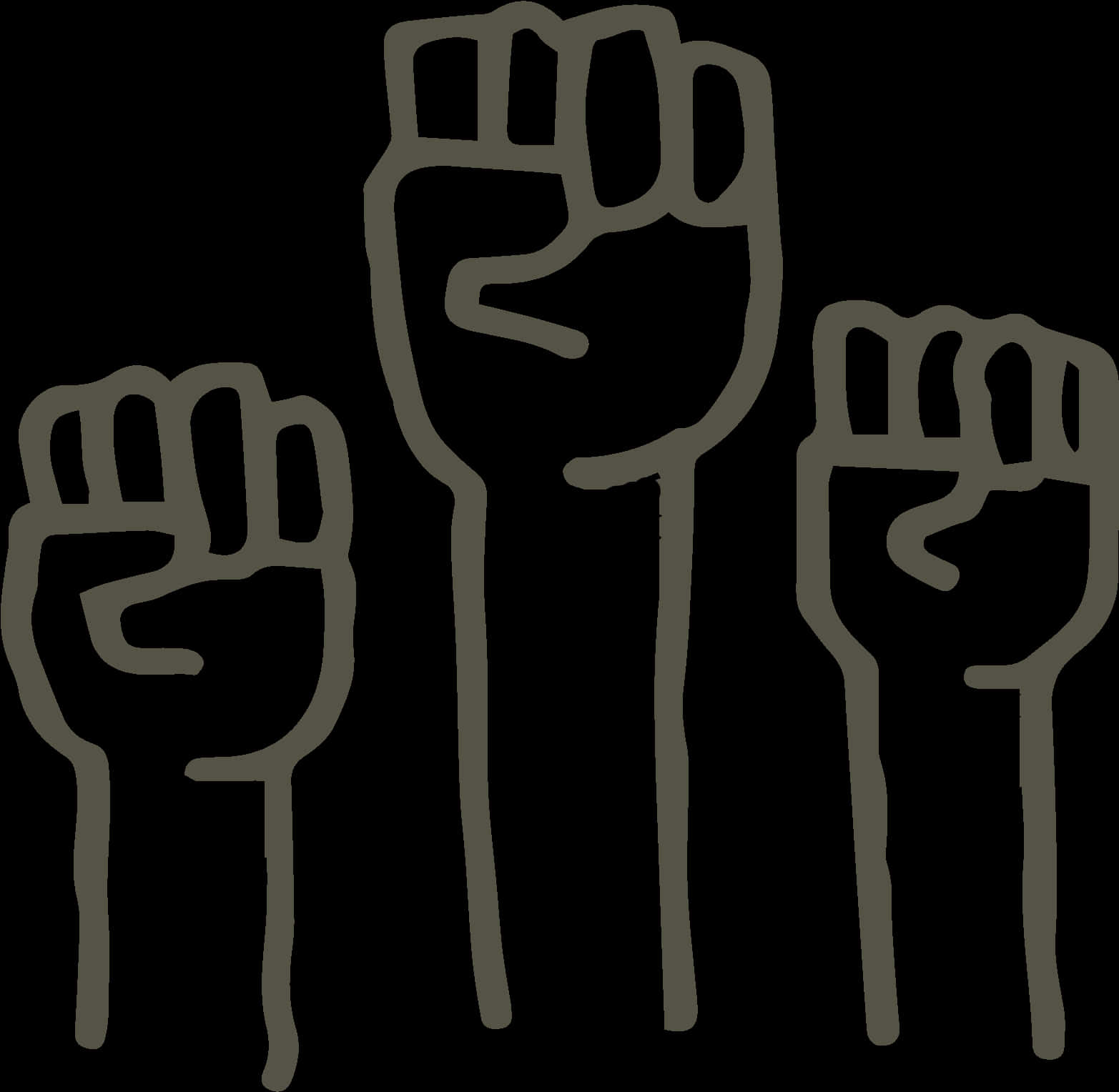 Raised Fists Silhouette Graphic PNG Image