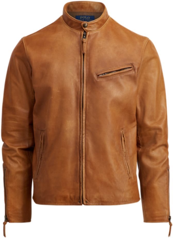 Ralph Lauren Brown Leather Jacket PNG Image