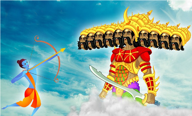 Rama_ Versus_ Ravana_ Dussehra_ Illustration PNG Image