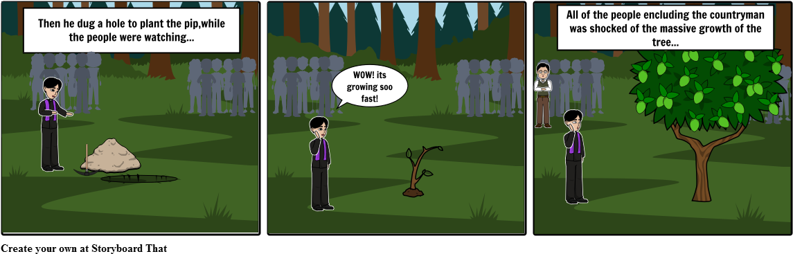 Rapid Tree Growth Comic Strip PNG Image