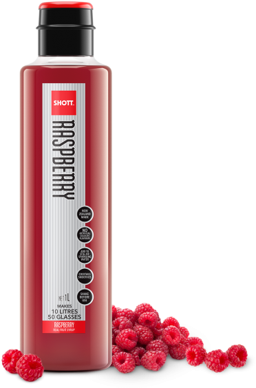 Raspberry Syrup Bottlewith Fresh Raspberries PNG Image