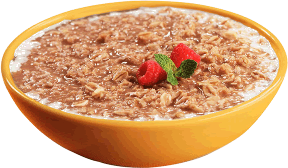 Raspberry Topped Oatmeal Bowl PNG Image