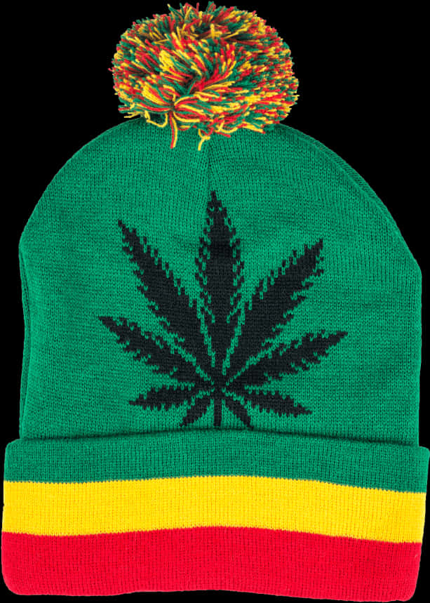 Rasta Beanie With Cannabis Leaf PNG Image