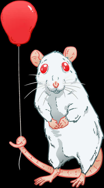 Ratwith Red Balloon Illustration PNG Image