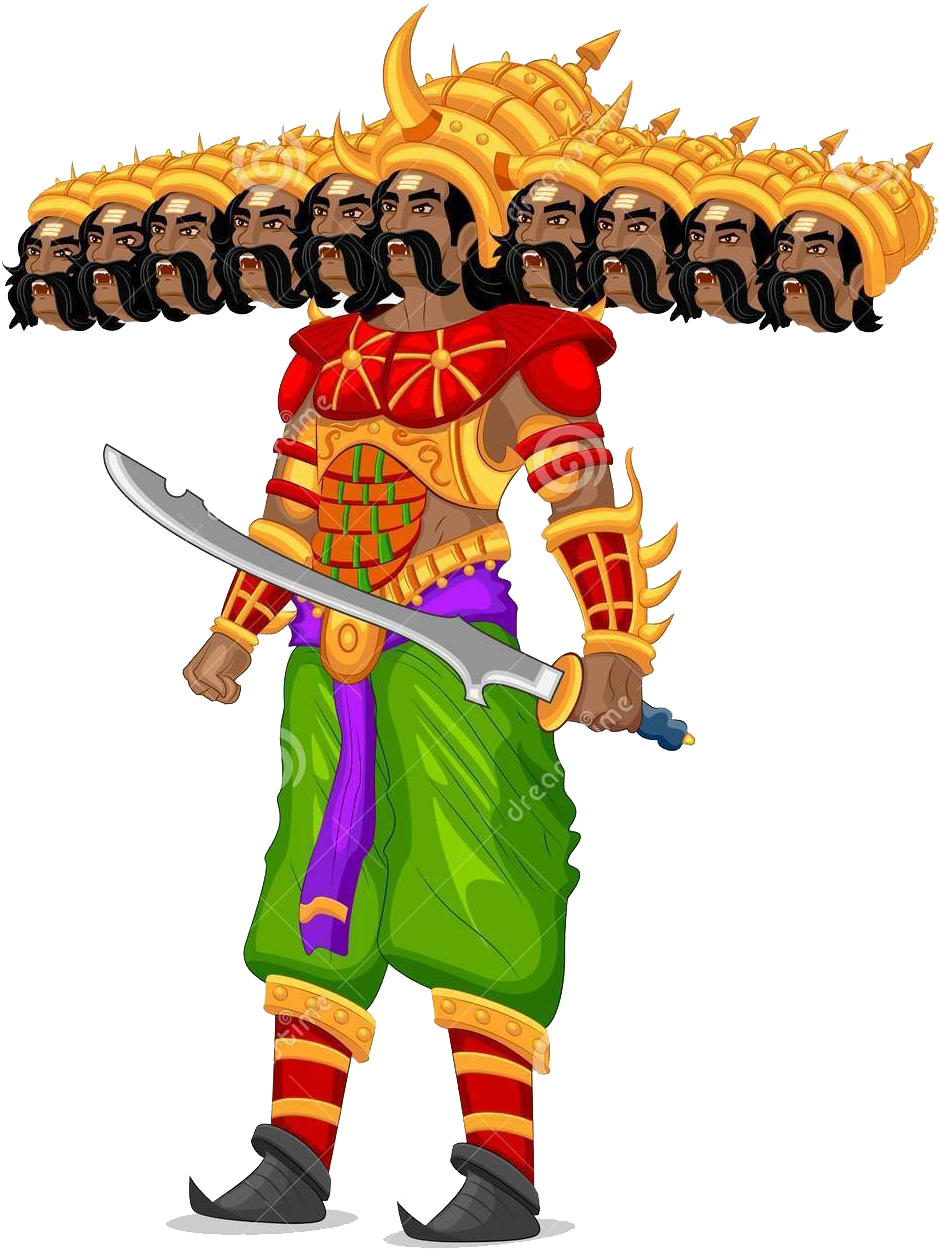 Ravana Cartoon Illustration Dussehra PNG Image