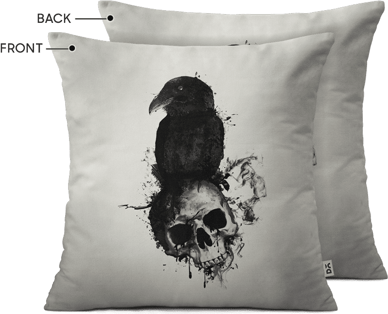 Ravenand Skull Art Cushion PNG Image