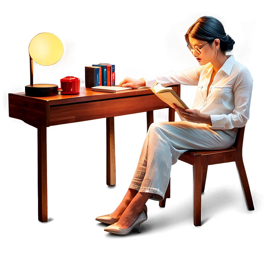 Reading Book At Desk Png Rev PNG Image