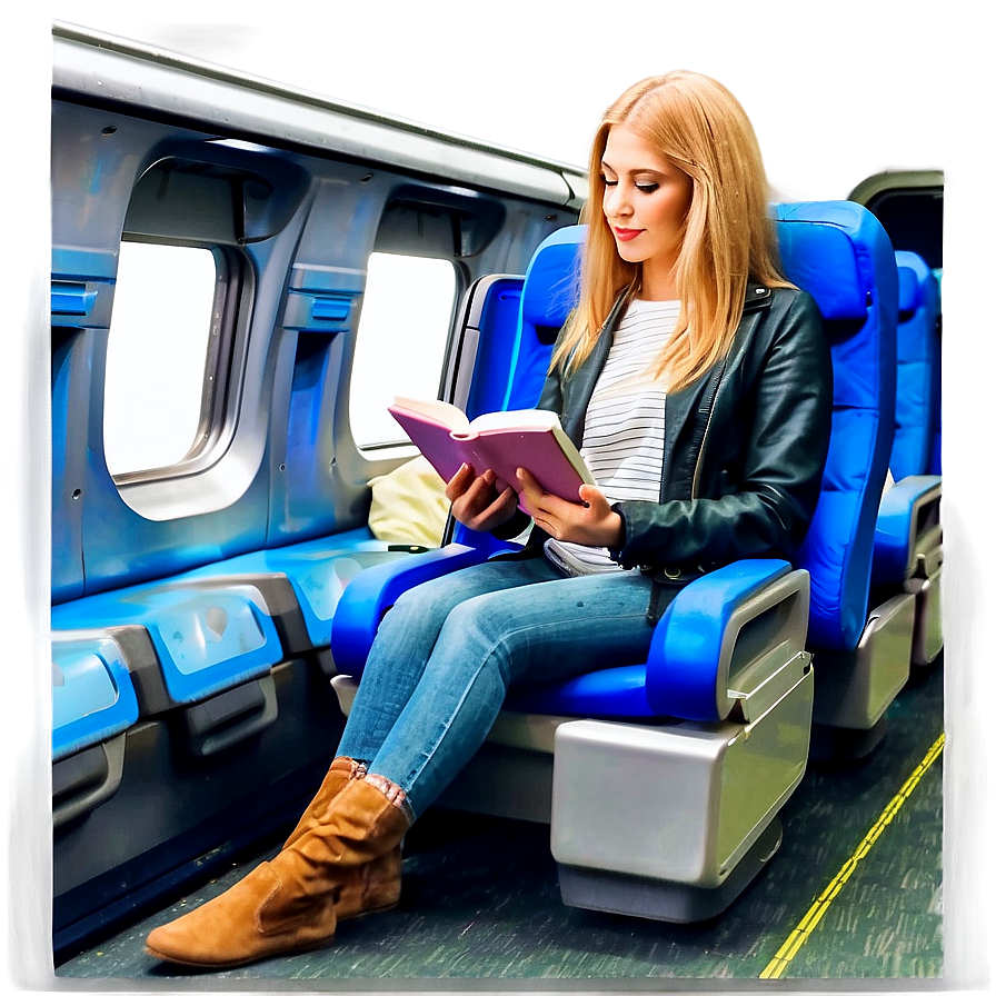 Reading Book On Train Png Ccm PNG Image