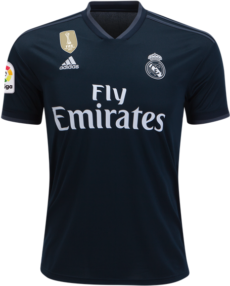 Real Madrid Black Jersey Adidas Sponsorship PNG Image