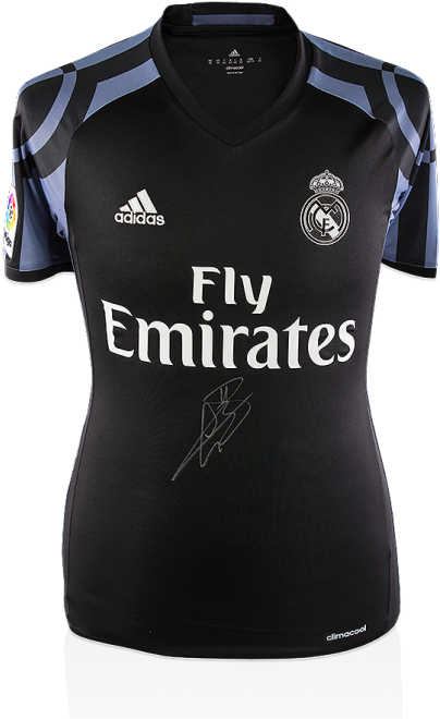 Real Madrid Black Jersey Sponsoredby Fly Emirates PNG Image