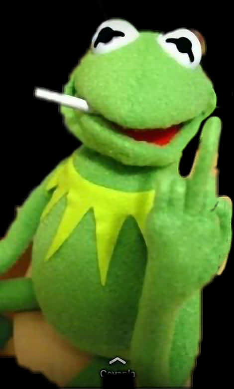 Rebel_ Kermit_with_ Cigarette PNG Image