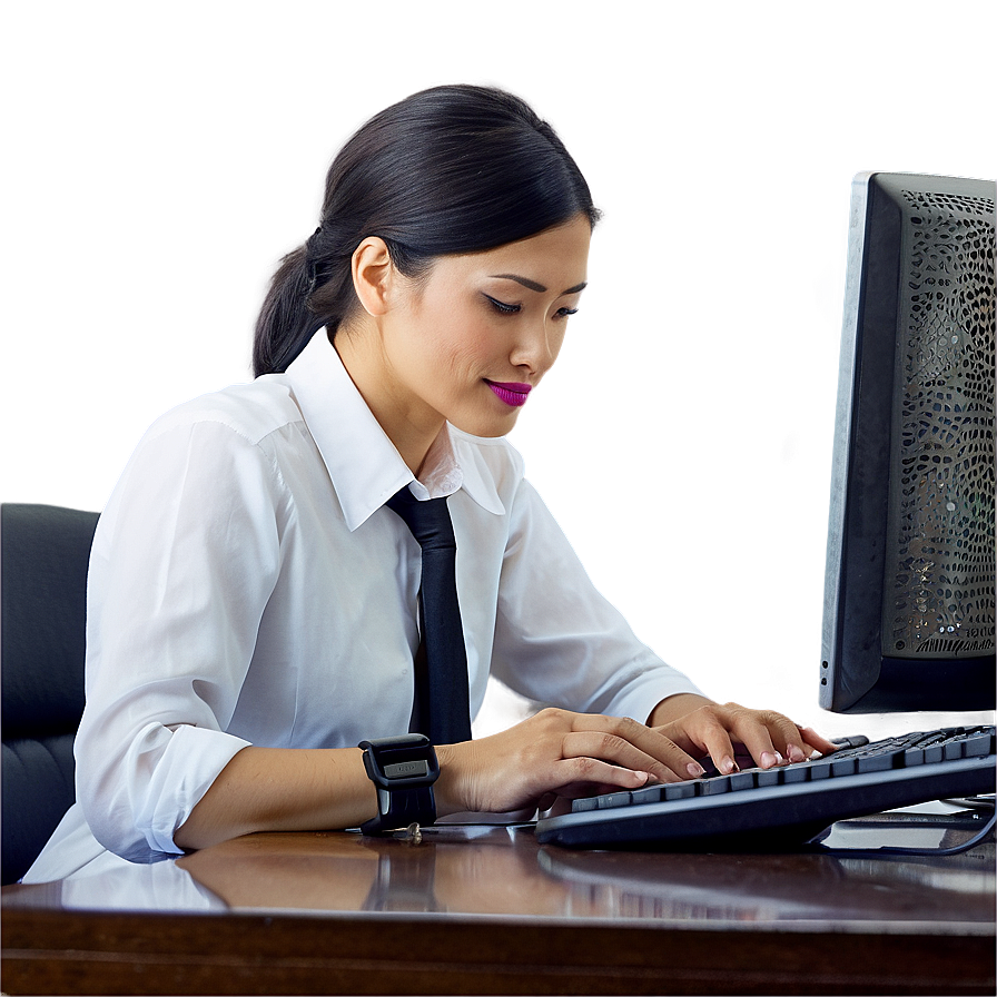 Receptionist Typing Png Jey PNG Image