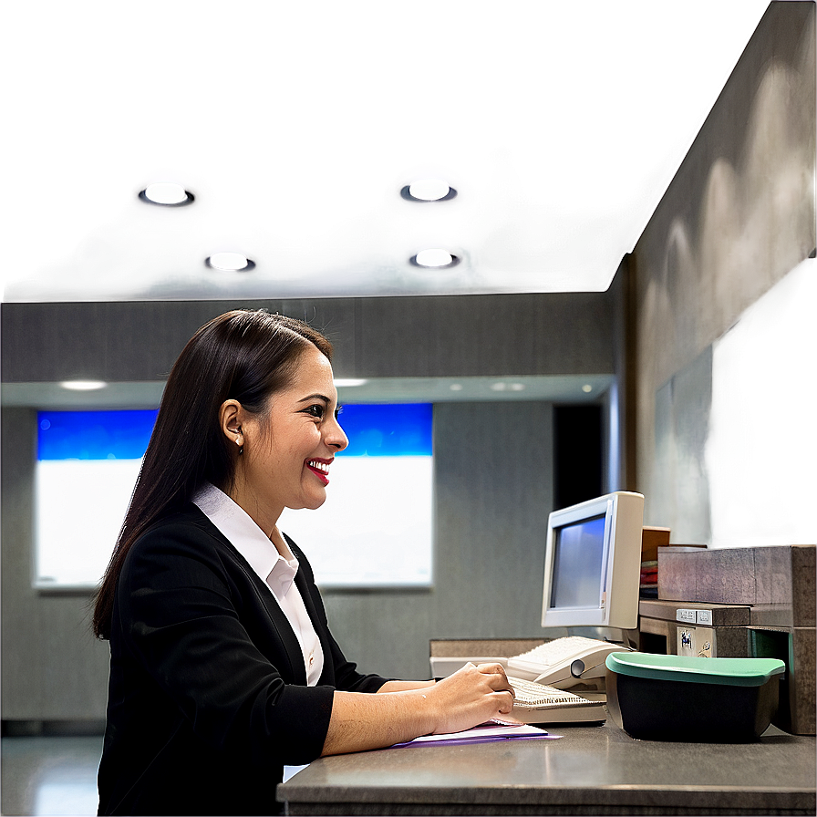 Receptionist Welcoming Patient Png Jbq PNG Image